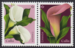 Qc. CALLA Flowers = Pair From Souvenir Sheet MNH Canada 2022 - Ungebraucht