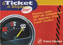 -- TELECARTE PREPAYEE / LE TICKET DE TELEPHONE  100F  -- - FT Tickets
