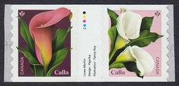 Qc. CALLA Flowers = Pair Of Coil Stamps With Gutter Inscription MNH Canada 2022 - Roulettes