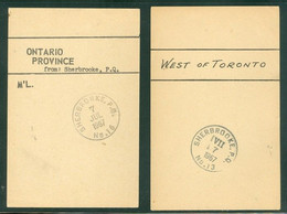 Oblitération De SHERBROOKE P.Q. Cancel; Documents 8cm X 12.5cm Année 1967  (7366) - Material Und Zubehör