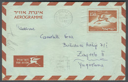 Israel, 1957, Aerogramme, Sent To Zagreb, Croatia, Yugoslavia - Ohne Zuordnung