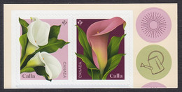 Qc. CALLA Flowers = Pair Of Booklet Stamps MNH Canada 2022 - Neufs