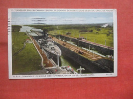 USS Tennessee. Gatun Locks. Panama Canal Stamp & Cancel.  Ref 5512 - Guerre