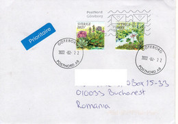 SWEDEN: FLOWERS Cover Circulated To Romania - Registered Shipping! - Gebruikt