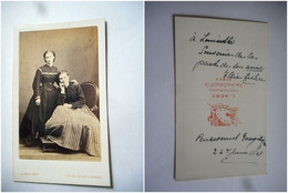 PHOTO CDV 19 EME 2 JEUNE FEMME ELEGANTE ROBE DEDICACE   MODE   Cabinet DUPUY  A NIMES - Oud (voor 1900)