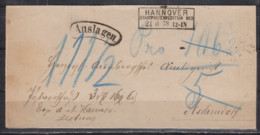 Dt.Reich 1873  Auslagen-Faltbrief(Hülle) Mit Kasten-o Hannover/Stadtpostexpedition No2/21.6.73 Nach Aschendorf (rs.Ak-o) - Storia Postale