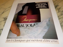 ANCIENNE PUBLICITE AVOIR DU NEZ VIN BEAUJOLAIS  1988 - Alcohols