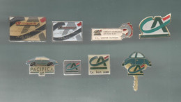 Delcampe - PINS PIN'S BANQUE 1659 CA CREDIT AGRICOLE LOGO AUTO PACIFICA HEYRIEU DAUPHIN  LOT 8 PINS - Banques