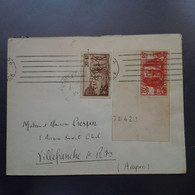 LETTRE POUR VILLEFRANCHE DE ROUERGUE TIMBRE VERSO VIGNETTE LE HAVRE NEW YORK - Briefe U. Dokumente