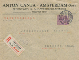 NIEDERLANDE 1927, Königin Wilhelmina 30 C Lila Portogerechte EF Mit K2 „AMSTERDAM / WATERGR.M.1“ ( WATERGRAAFSMEER Bis 1 - Lettres & Documents