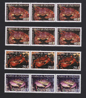POLYNESIE - 2011 - N° 936 - N° 937 Et N° 938 - Faune - Crustacés, Crabes - 4  Bandes De 3 Timbres - Neufs - Unused Stamps