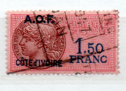 COTE D'IVOIRE 1F50 ROSE  LEGENDE ET VALEUR EN BLEU FONCE OBL TIMBRE FISCAL - Used Stamps