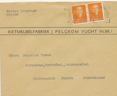 NIEDERLANDE 1950, Königin Juliane 10  C (2) Portogerechte MeF Mit Wiederaufbau-Werbestempel „NEDERLAND WERKT / ‚s-HERTOG - Brieven En Documenten