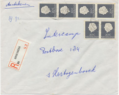 NIEDERLANDE 1968, Königin Juliane 20 C (6) Sehr Selt. Leicht überfrankierte MeF (Porto Betrug 115 C) Auf Kab.-R-Brief - Lettres & Documents