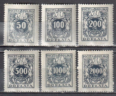 Poland 1923 - Postage Due - Mi.45-50 - MNH(**) - Postage Due