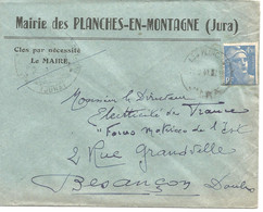 France Enveloppe De Mairie  PLANCHE-en-MONTAGNE (39-Jura) Cachet à Date :1947 - 1921-1960: Modern Tijdperk