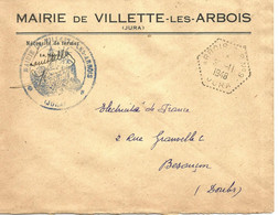 France Enveloppe De Mairie  Villette -Les- Arbois (39-Jura) Cachet à Date :1948 + Cachet Mairie - 1921-1960: Modern Tijdperk