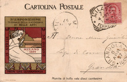 3° ESPOSIZIONE TRIENNALE DELLA REGIA ACCADEMIA DI BELLE ARTI - MILANO 1897 - VIAGGIATA - Esposizioni