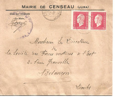 France Enveloppe De Mairie  ICenseau (39-Jura) Cachet à Date :1948 + Cachet Mairie - 1921-1960: Periodo Moderno