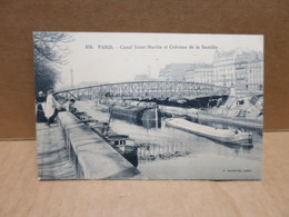 PARIS (75) Batellerie Canal Saint Martin Et Colonne De La Bastille Péniches - Distretto: 12