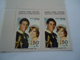 CYPRUS TURKEY MNH  STAMPS  PAIR    WEDDING  DIANA - Andere & Zonder Classificatie