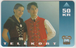 FAROE ISLANDS - National Costume (adults) , 50 Kr,  Faroese Telecom, Tirage 50.000, 03/95 , Used - Faroe Islands