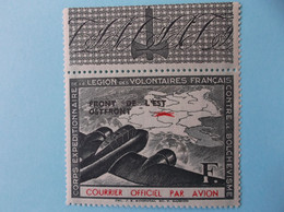 TIMBRE De FRANCHISE MILITAIRE L.V.F. No: 4 , Vert Et Rouge , SURCHARGE FRONT De L'EST OSTFRONT , Bord D   XX,en Bon état - Military Postage Stamps