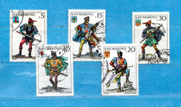 SAN MARINO ° 1973 - BALESTRIERI. Unif. 897 à 901.  5 Val.  . Usati - Used Stamps