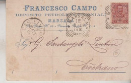 MARSALA  DEPOSITO PETROLI COLONIALI F. CAMPO  STORIA POSTALE 1902 - Marsala