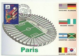 Paris 75 Stade,avec Timbre France 98 Paris Football Cachet Match Belgique Corée Du Sud World Cup Coupe Du Monde - Other Monuments