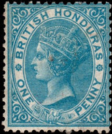 British Honduras 1865 No Wmk Perf 14 1d Blue Unused (no Gum) - British Honduras (...-1970)