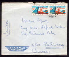 Q88   Republic Of Congo Kinshasa Air Mail Cover 1963 Sent To Suisse (Bellinzona) Pair N.519 - 1960-1964 Republik Kongo