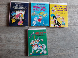 Lot 4 Livres La Bibliothèque Rose Walt Disney TBE Mickey Belle Au Bois Dormant 3 Petits Cochons Bernard Et Bianca - Bibliotheque Rose