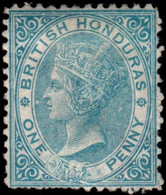 British Honduras 1872 Crown CC Perf 12½ 1d Pale Blue Mounted Mint Damaged Perfs At Bottom Left - Honduras Británica (...-1970)