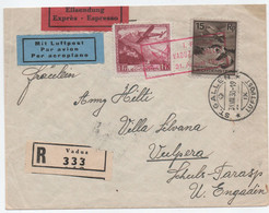 LIECHTENSTEIN 1930 Cover/ With/mit 2 Airmail Stamps/Flugpost Marken, Registered EXPREESS/Einschreiben VADUZ-ST.GALLEN/CH - Interi Postali