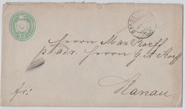 Switzerland/Schweiz 1872 Stat Cover/GA Brief 25 Rp, DAVOS To/nach HANAU/Germany - Enteros Postales