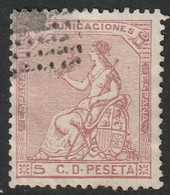 Spain 1873 Sc 192 Espana Ed 132 Yt 131 Used Rumbo De Puntos Cancel - Gebruikt