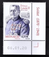 MONACO 2020 -Y.T. N° 3233 /150e ANNIVERSAIRE DE LA NAISSANCE DU PRINCE LOUIS II  - NEUF ** - Ungebraucht