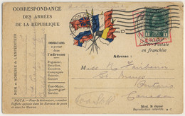 FRANCE - 1915/16 CPFM Aux Drapeaux Du Corps D'Exp. Britannique Pour Le CANADA, Affr. 1c à L'arrivée En Ontario - Oorlog 1914-18
