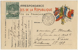 FRANCE - 1915 CPFM Aux Drapeaux Affranchie 30l De Grèce Obl. SP 198 De Lychnia Pour Lemnos - Guerra Del 1914-18