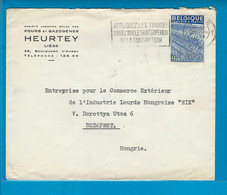 België Export Textiel Omslag Vanuit Liege Naar Budapest (Hongarije) UNG - 1948 Exportation