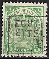 Luxemburg Cancellation ECHTERNACH-ETTELBRUCK On 1907 Staatswappen 5 C Green Michel 92 - 1907-24 Wapenschild