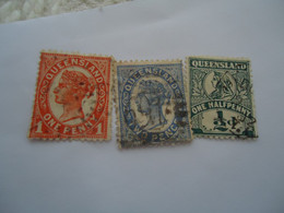 QUEENSLAND USED STAMPS  3 QUEEN POSTMARK - Otros & Sin Clasificación