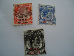 MALAYA  STAMPS 3 USED KING OVERPRINT B M A  MALAYA - Chamba