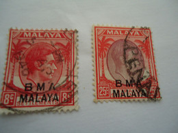 MALAYA  STAMPS 2 USED KING OVERPRINT B M A  MALAYA - Chamba