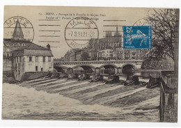 METZ Moselle Carte Postale 25c Semeuse Yv 140 Ob 7 3 1921 Krag Francisée MET111 - Mechanische Stempels (varia)