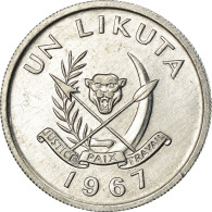 Monnaie, CONGO, DEMOCRATIC REPUBLIC, Likuta, 1967, TTB, Aluminium, KM:8 - Kongo - Zaire (Dem. Republik, 1964-70)