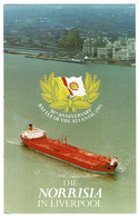 Ref 1530 -  Ship Tanker Shipping Maritime Postcard - The Norrisa In Liverpool - WWII 50th Anniversary  Atlantic - Tanker