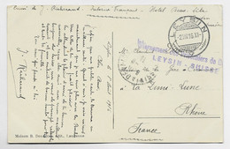 HELVETIA SUISSE SUR CARTE GRIFFE VIOLETTE INTERNEMENT DES PRISONNIERS DE GUERRE LEYSIN SUISSE 1916 - Postmarks