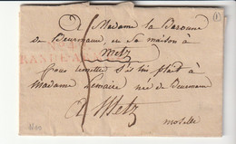 Petite Lettre Avec  Marque Rouge "N° 42 / Grande Armée" Et Taxe 5, Adressée à La Baronne De Beurmann, Metz - 1801-1848: Voorlopers XIX